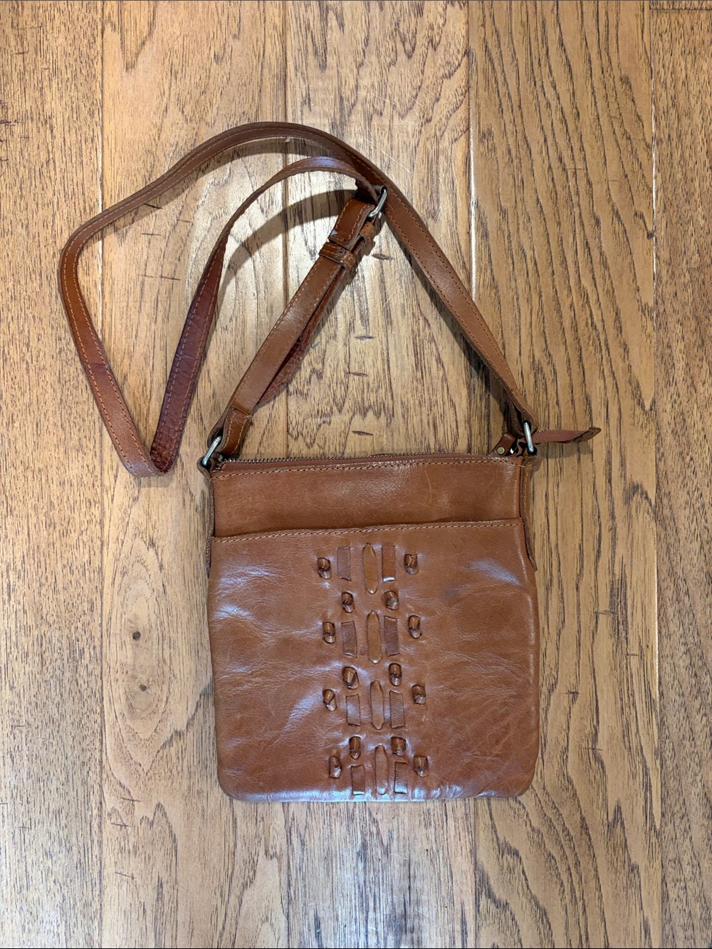 Noonday Collection Brown Leather Woven-Accent Crossbody